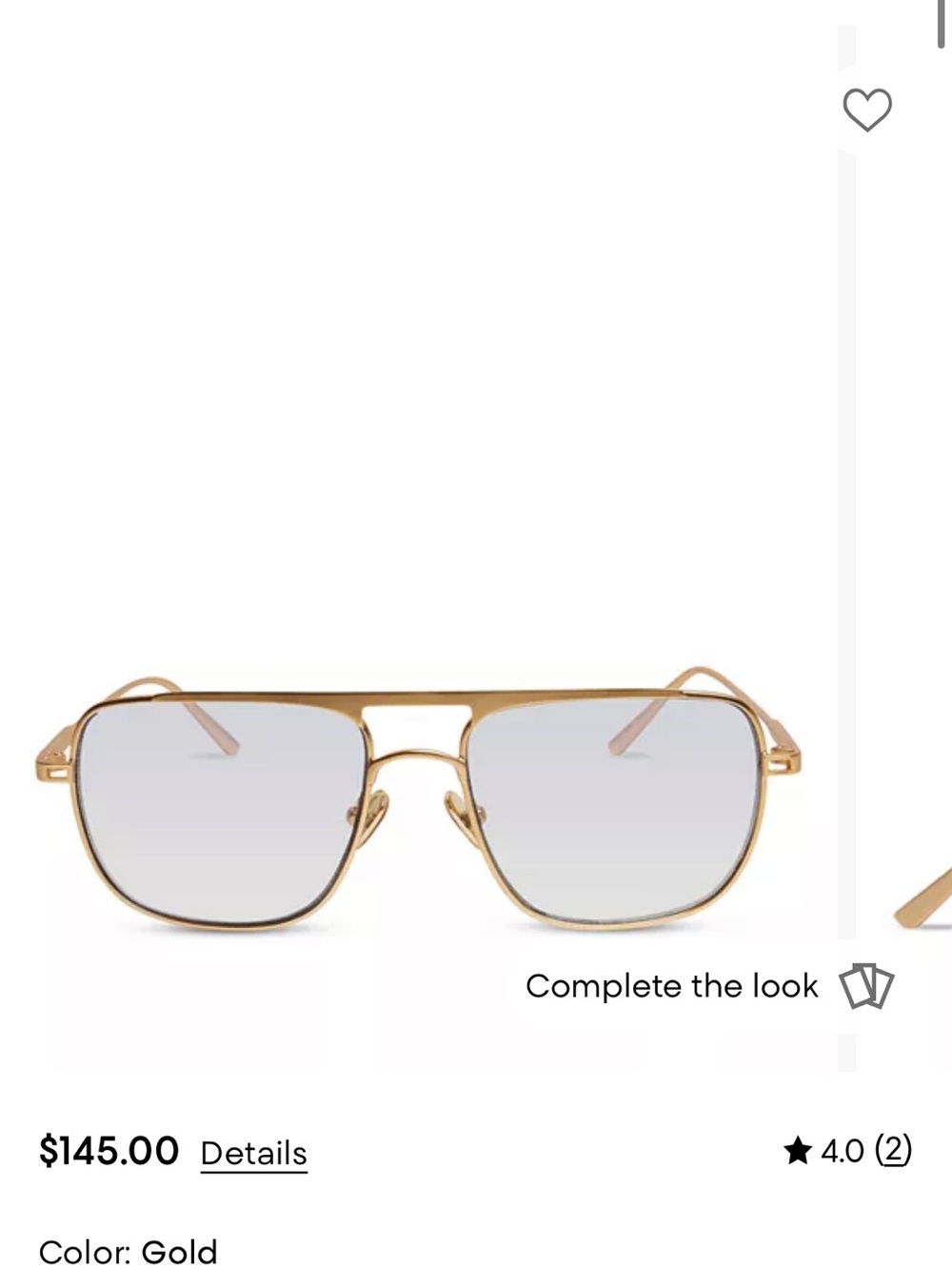 Gold Metal Aviator-Style Sunglasses for Women- never worn